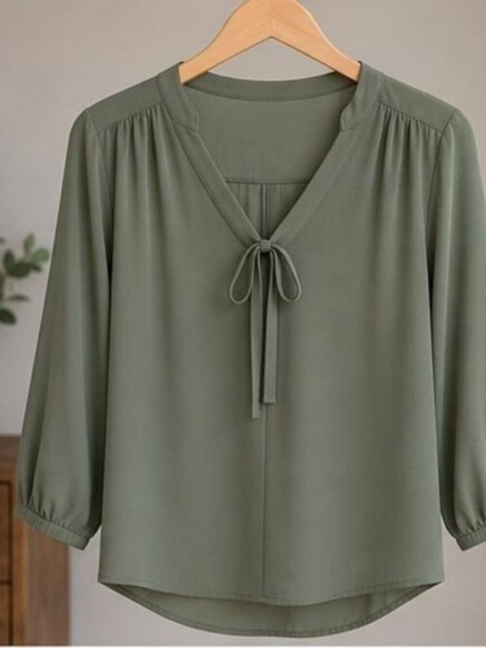 Olive V Neck Top
